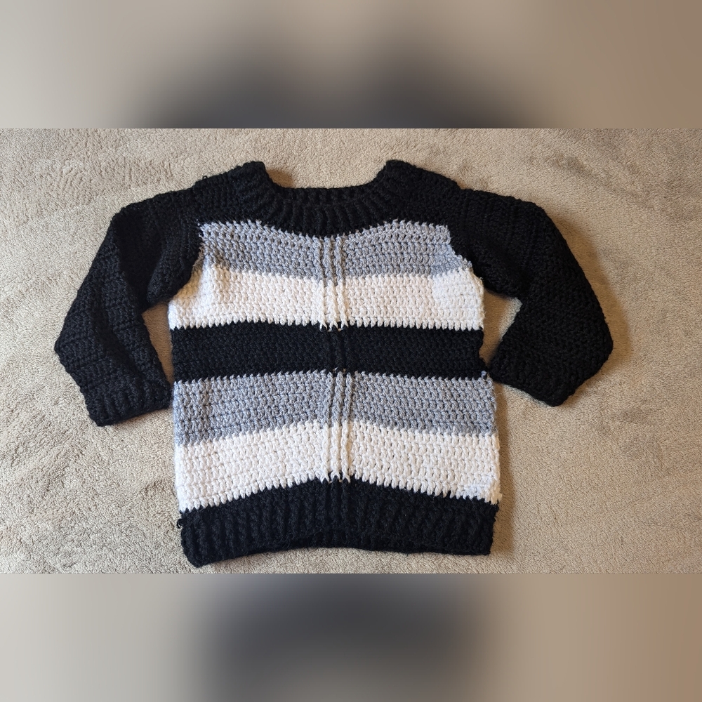 Handmade Crochet striped pullover - Picture 3 of 7